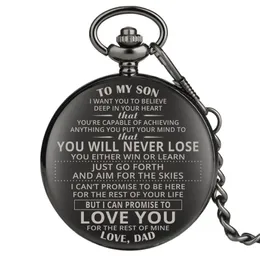 Kreative personalisierte Design Taschenuhr ZU MEINEM Sohn Papa Ehemann Herren Quarz Analog Uhren Anhänger Kette Weihnachtsgeschenk reloj de 261h