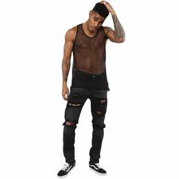 m-2xl transparente Sexy para hombre, camiseta sin mangas de , ropa interior l8Oq#