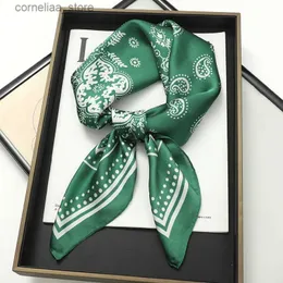 Bandanas durag szaliki modne drukowanie jedwabne opaski do włosów szalik 2023 Wiosna nowa elagantowa kwiatowa bandana szyja chusteczka głowa opaski faulard żeńskie szaliki y240325