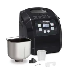 Hamilton Beach Bread Maker, Digital, Programmable, 12 Configurações+Glúten, lava-louças Pan lavável Pan+Paddle de amassamento, capacidade de 2 libras, preto (29982)