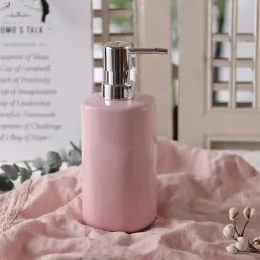 Dozowniki w stylu nordyckim różowy ceramiczny płynny mydło do mydła szampon szampon butelek z balsamą do butelki opasek ręczny dozownik łazienki