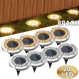 장식 8/20LED 태양 광 발전 디스크 라이트 야외 정원 태양 광 지하 데크 조명 스포트라이트 묻힌 태양열 LED 램프 정원 장식