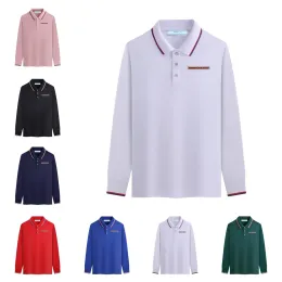 Orijinal klasik gömlek lüks polo gömlek erkek ve kadın gündelik üçgen uzun kollu t-shirt mektup baskılı işlemeli moda yüksek sınıf tişört s-4xl