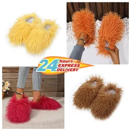 Slippers External Wear GAI Soft Bottom Home Women's Wholesale Flat Fur Fashion Autumn Furry Home Slippers Sweet popular wear trend Half pack slippers Eur36-49