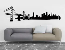 Adesivi San Francisco City Skyline Silhouette Decalcomanie da muro Living Vinyl Art Sticker per uffici, dormitorio, decorazioni per la casa Adesivo De Parede LA024