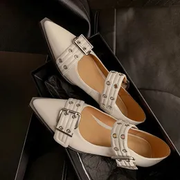 여자 Mary Janes Shoes Flats 얕은 뾰족한 발가락 여름 디자이너 브랜드 샌들 샌들 로리타 드레스 워킹 혼란 Femme 240321