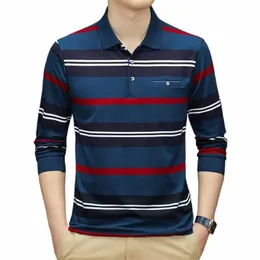 2024 Fi Marke 95% Cott Polo Shirt Männer Lg Sleeve Gestreiften Herbst Casual Kleidung Streetwear Männlichen Koreanischen Polo-Shirt Tops s120 #