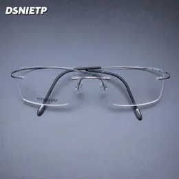 Vintage Pure Rimless Glasses Frame Men recept Myopia Square Frameless Eyeglasses Women Luxury Brand Eyewear 240313