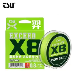 TSURINOYA X8 8 Braided Line EXCEED 150m Weaves Smooth Long Casting PE Fishing 1236lb High Strehgth Green Fish 240313