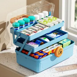 Bins 3 Layers Medicine First Aid Kit Super Large Capacity Pill Cases Organizer Family Emergency Kit Pharmacy Storage Container Box