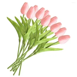 Fiori decorativi 10 pezzi Simulazione di fiori artificiali Tulipano Decorazioni per matrimoni Pu Emulazione Tulipani Adornano