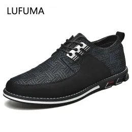 Shoes Lufuma 2022 New Summer Autumn Leather Men Shoes Fashion Casual Shoes LaceUp Loafers Business Wedding Dress Shoes Big Size 3848