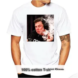 Mens T-shirts Elon Musk rökning på Joe Rogan Experience-Uni T-shirt Black T Custom Print Tee Shirt Drop Delivery Apparel Clothing Te OT5PD