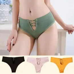 Calcinha feminina moda oco para fora tanga mulheres cor sólida sexy roupa interior cintura baixa confortável sem costura briefs senhoras esporte lingerie