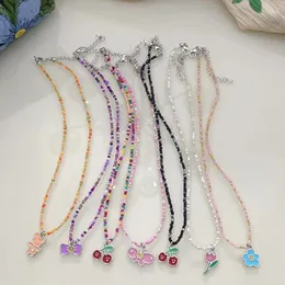 Pendant Necklaces Elegant Beaded Necklace For Women Sweet Cool Drip Oil Choker Party Wearing Accessories Jewelry Gift 3XUA