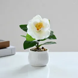 Decorative Flowers 4Styles Single Head Simulation Camellia Flower Bonsai Cute Artificial Wedding Party Festival Birthday Decoration Gifts