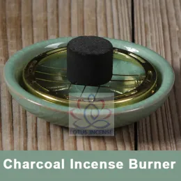 Burners Small Decorated Charcoal Screen Ceramic Incense Burner 7cm Aromatherapy Plate for Burning frankincense Myrrh Free Shipping