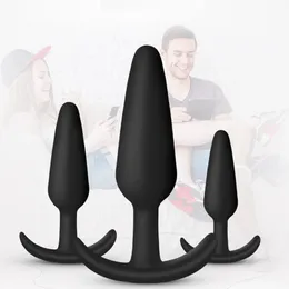 3 Sizes Anal Plug 100% Safe Silicone Dildo Anal Butt Plug Unisex Wearable Stopper Adults Sex Toys for Men/Women Trainer Massager