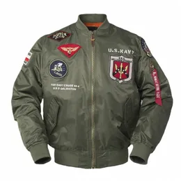 Wiosenna jesień kurtka wojskowa Mężczyźni Vintage Top Gun Hip Hop Hop Płaszcz Punk Punk Air Force Pilot Bomber Para 47f4#