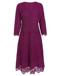 Casual Dresses 4XL 3XL 2XL Dress Vestidos de Fiesta 2024 Spring Summer Party Events Women V-Neck Allover Applicques broderi Purple