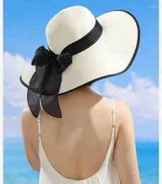 Berretti Tipo Cappello di Paglia Protezione Solare Estiva da Donna Sole Fresco Bacino per Esterni Ombrellone da Spiaggia a Tesa Larga