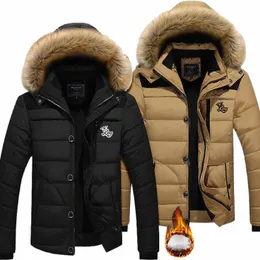 남자 겨울 다운 재킷 킹 프린트 복어 파카는 털 칼라 야외 윈드 브레이크 틱 따뜻한 패딩 스노우 코트 대형 O6ZT#