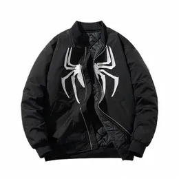 winter Retro Aviator Jacket Men Momen Couple Casual Jacket Hip Hop Spider Embroidered Baseball Suit Thickened Street Coat #283 p03L#