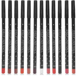 12 pezzi Matita labbra opaca Rossetto Donna Eyeliner marrone Anjoize Trucco sopracciglia 240315