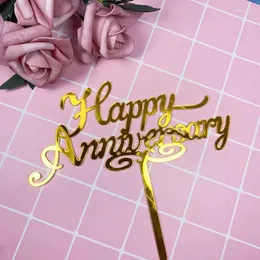 Праздничные принадлежности INS "Happy Anniversary" Акриловый топпер для торта Золотой День святого Валентина на юбилейную вечеринку