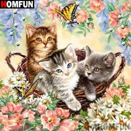 Calligraphy Homfun Full Drill Diamond Painting "cat Flower Animal" Diy Picture of Rhinestone 5d Diamond Embroidery Cross Decor A30192