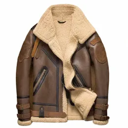 Ayunsue Sheep Shearling Jacket Men's本物の革のジャケットメンモーターサイクルアビアティフライトジャケットナチュラルウールファーコート8156 43WZ＃