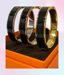 Moda feminina pulseira titânio aço esmalte jóias finas rosa ouro prata designer pulseira com caixa para presente do amante 12mm1598408