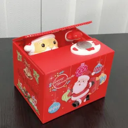 Коробки электронный пигги -банк игрушечный ящик монеты сэкономить коробку банков Банк Безопасная коробка Санта -Клаус снеговик Автоматическое кража монеты детей подарок