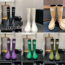 Best quality Luxury Rain Boots Designer Knight Winter Boots Womens Thick Sole Knee High Boots Brand Black High Rubber Platform Boots Over the Knee Long Ankle Boots