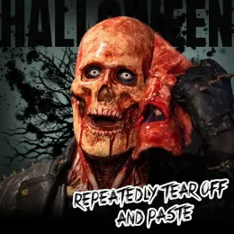 Maski Halloween Doublelayer Ripped Mask Bloody Horror Skull Lateksowa maska ​​Scary Cosplay Party Maski Mascaras Halloween Dekoracja