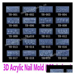 Nagelkonstmallar grossist- 3D akrylmall snidform i 139 design mönster dekoration mjuk sil gel droppleverans hälsa bea dhvcs