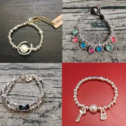 Bransoletki Designer Braceletów dla kobiet 925 Srebrna kadr podwójnej warstwy kryształowy łańcuch pary mężczyzna Pearl skórzana bransoletka popularna biżuteria modowa