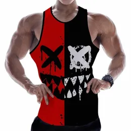 Devil uśmiechnięta twarz 2023 Fi Summer Men Tank Tops Sleevel Spring Harajuku Streetwear 3D Printed Beach Tops Męskie ubranie 84SI#