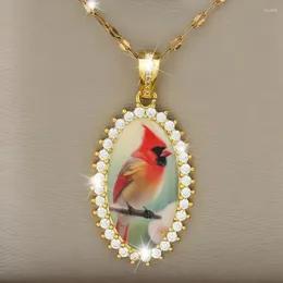 Naszyjniki wiszące europejskie i amerykańskie Boże Narodzenie czerwony łańcuch ptaków dla kobiet uroczy kardynał biżuteria akcesoria prezentowa dziewczyna