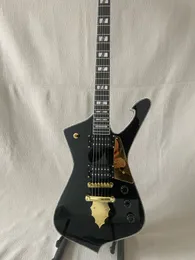 Iceman Paul Stanley Style Siyah Elektro Guar Pickguard Abalone Vücut Bağlayıcı Krom Donanım Kullanıyor