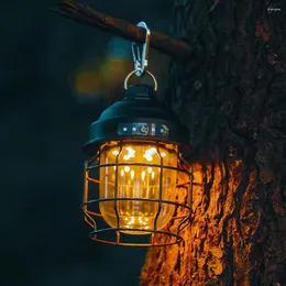 الفوانيس المحمولة المصغرة المعدنية خمر معلقة معلقة 3600 مللي أمبير في الساعة بطارية دافئة LED CAMP LANTERN