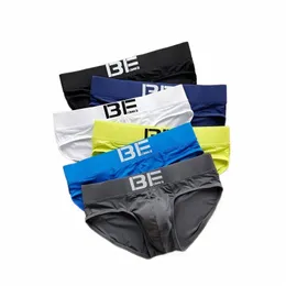 Men's Bechoice Underwear Low Waist Tide Letter Elastic nära passande Ice Silk Youth Briefs G4HU#