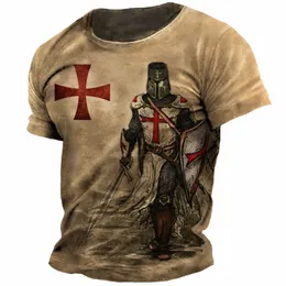 vintage Men T-shirt 3d Knight Printed Short Sleeve Tops Street T Shirts For Man Knight Oversized Tee Shirt Male Clothing 2023 63CM#