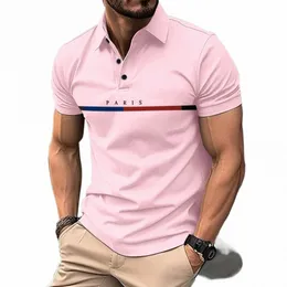 2024夏のaliexpr Amazy Mens Striped French Letter Print Butt Polo Shirt Sports Sports Sports Top Cam w43w＃