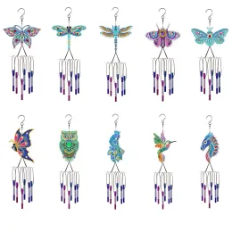 Stitch Diamond Målning Point Drill Wind Chime Diy Animal Acrylic Wind Bell Hanging Pendant Mosaic Kit Home Garden Decoration New