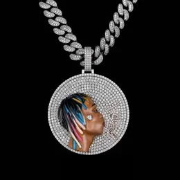 Benutzerdefinierte 3D Emaille Hip Hop Bild Schmuck Silber Gold VVS Moissanit Foto Halskette Ice Out Memory Anhänger