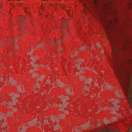 Tecido vermelho rede de gaze tecido de rede com padrão de borboleta para vestido decoração de casamento roupas infantis saia material tecido de malha