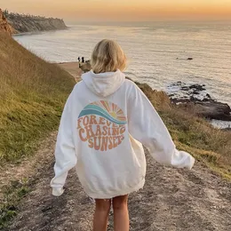 Colored Forever Chasing Sunsets Sweatshirts Pullovers aesthetic Fashion unisex women pure cotton top jumper Hoodie fit hoodies 240313