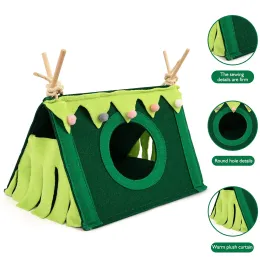 Cages Cute Portable Hamster Green Tents Small Animals Hideout Chinchilla Rabbit Tent House Large Size Guinea Pigs Nests 28*19.5*17cm