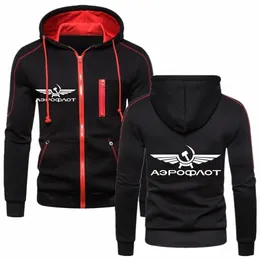 2023 uomini Aeroflot Aviati Russe Pilote Aerospace Simple Simplic Spazzatura Spaccata morbida Casualità Casualmente Vintage con cappuccio vintage inverno inverno Tops 81DW#